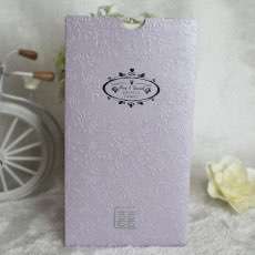 Purple Embossing Pocket Wedding Invitation Card 